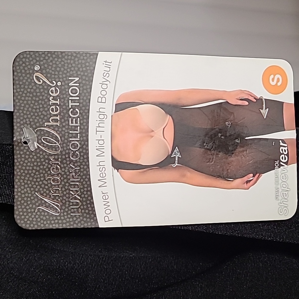 NWT UnderWhere? Power Mesh Mid Thigh Bodysuit S